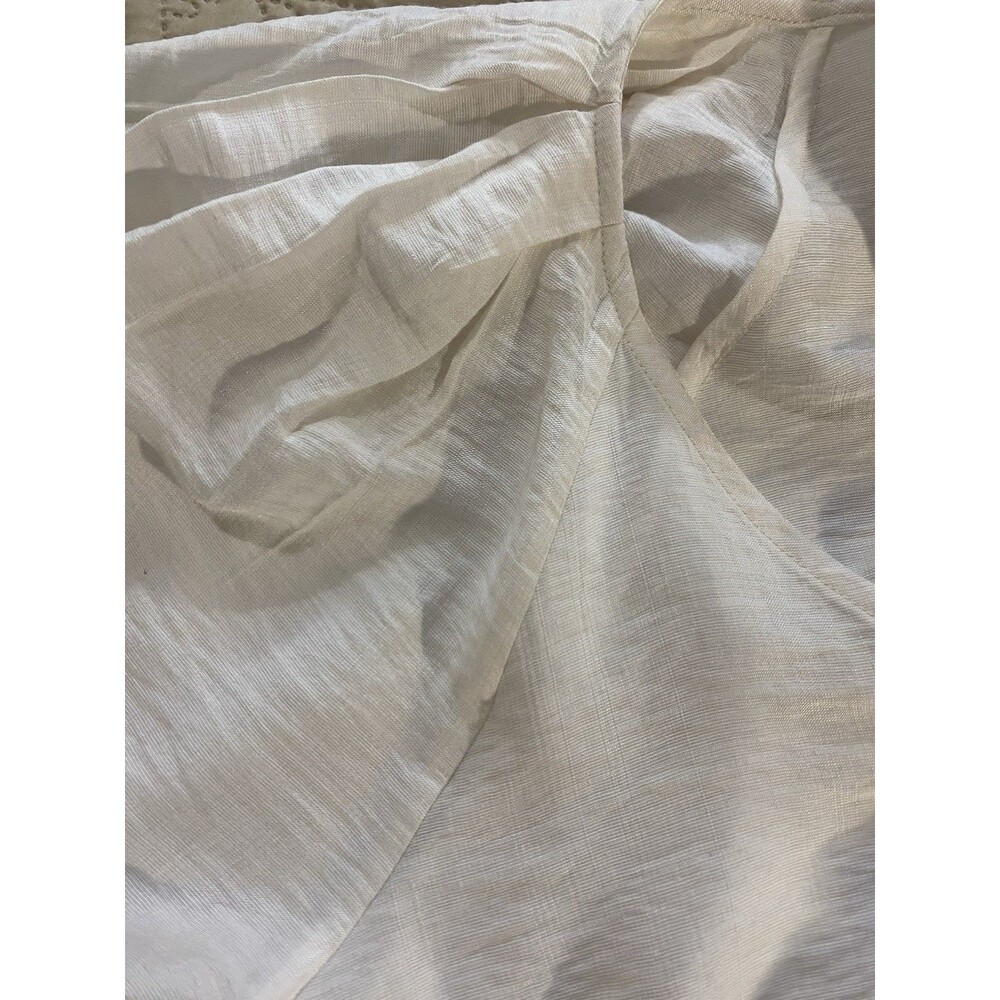 Rachel Roy White V-Neck Blouse L Puff Short Sleeve Slub Rayon Boho Minimalist - Picture 10 of 10